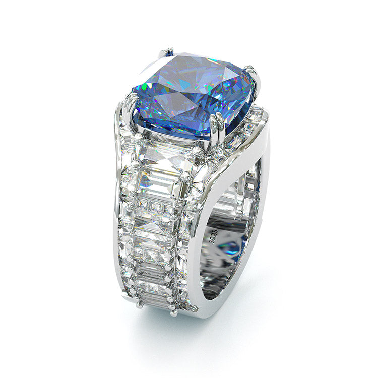 Jorrio cushion cut sapphire diamond sterling silver vintage engagement ring