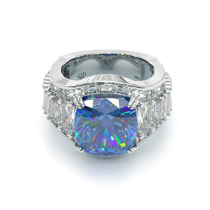 Jorrio cushion cut sapphire diamond sterling silver vintage engagement ring