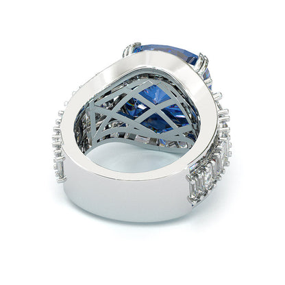 Jorrio cushion cut sapphire diamond sterling silver vintage engagement ring