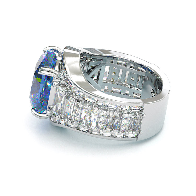 Jorrio cushion cut sapphire diamond sterling silver vintage engagement ring
