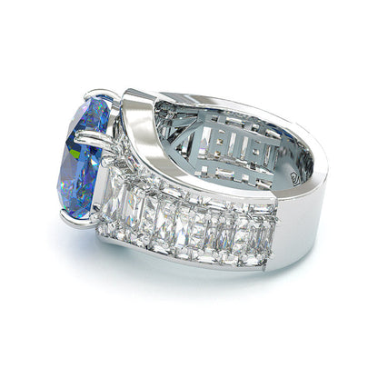 Jorrio cushion cut sapphire diamond sterling silver vintage engagement ring