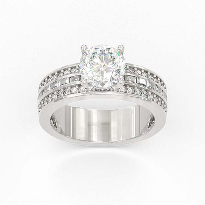 Jorrio Round cut Wide Band Diamond wedding Sterling Silver wedding ring