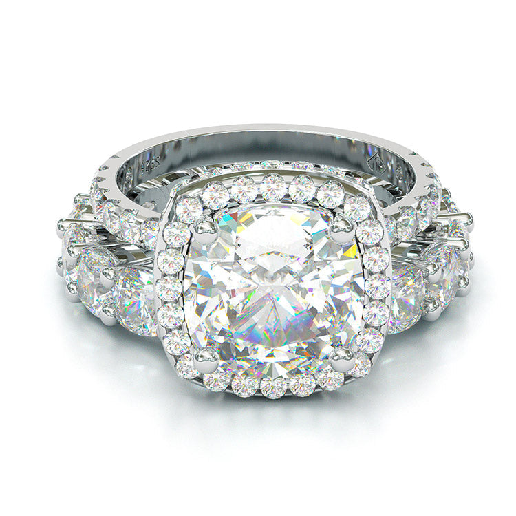 Jorrio cushion cut created diamond sterling silver bridal set wedding ring