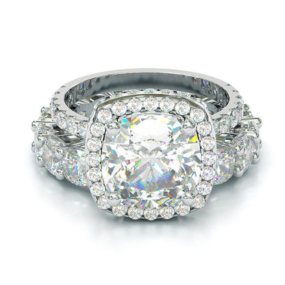 Jorrio cushion cut created diamond sterling silver bridal set wedding ring
