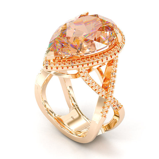 Jorrio handmade classic pear cut morganite sterling silver engagement ring