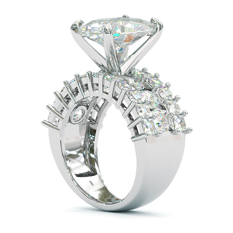 Jorrio Oval Cut Handmade Diamond Sterling Silver  Engagement Ring