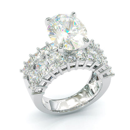 Jorrio Oval Cut Handmade Diamond Sterling Silver  Engagement Ring