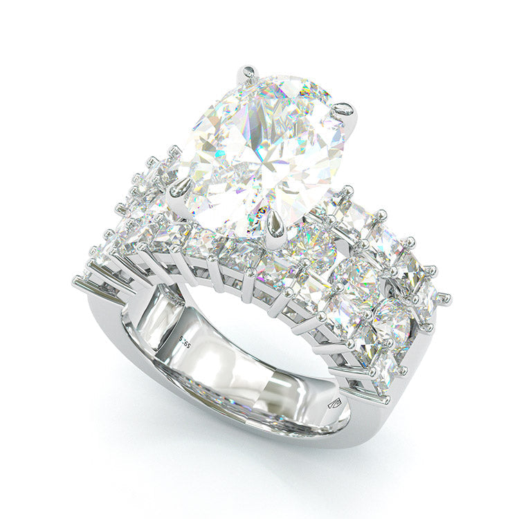 Jorrio Oval Cut Handmade Diamond Sterling Silver  Engagement Ring