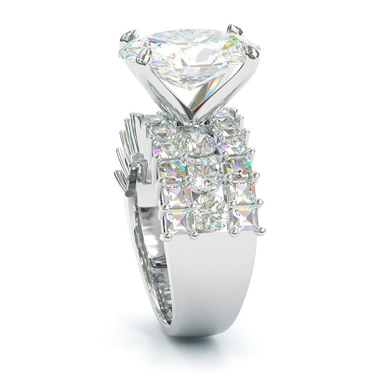 Jorrio Oval Cut Handmade Diamond Sterling Silver  Engagement Ring