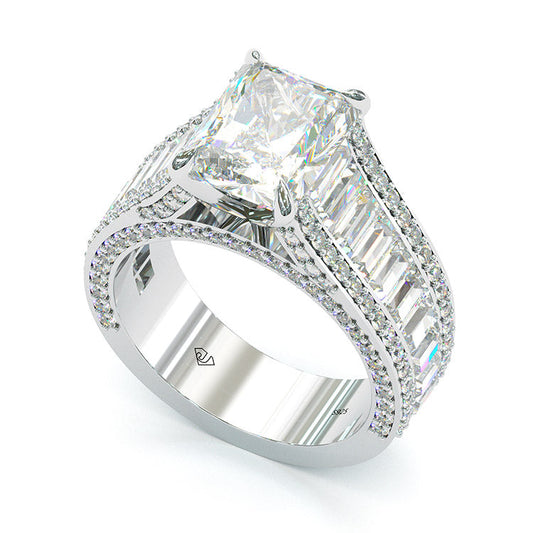 Jorrio handmade emerald cut created diamond sterling silver engagement ring