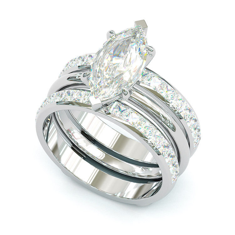 Jorrio handmade 3ct marquise cut anniversary wedding bridal ring set