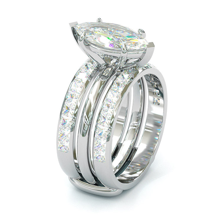 Jorrio handmade 3ct marquise cut anniversary wedding bridal ring set