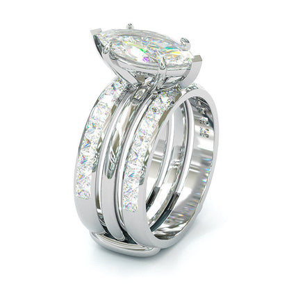 Jorrio handmade 3ct marquise cut anniversary wedding bridal ring set
