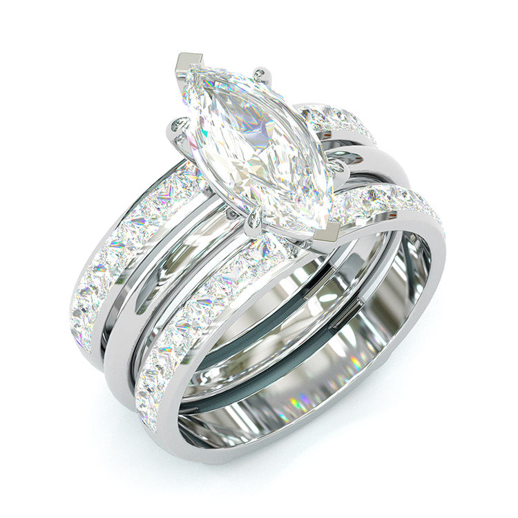 Jorrio handmade 3ct marquise cut anniversary wedding bridal ring set