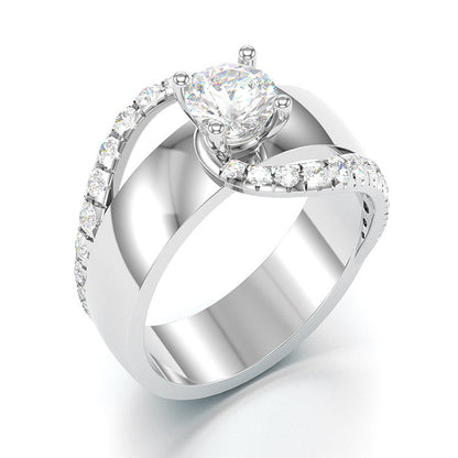 Jorrio handmade round cut Moissanite handmade classic anniversary ring wedding ring
