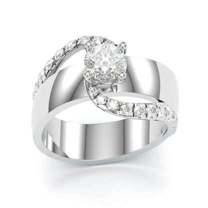 Jorrio handmade round cut Moissanite handmade classic anniversary ring wedding ring