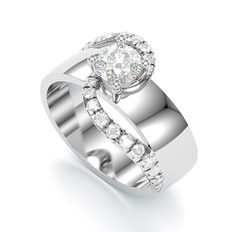 Jorrio handmade round cut Moissanite handmade classic anniversary ring wedding ring