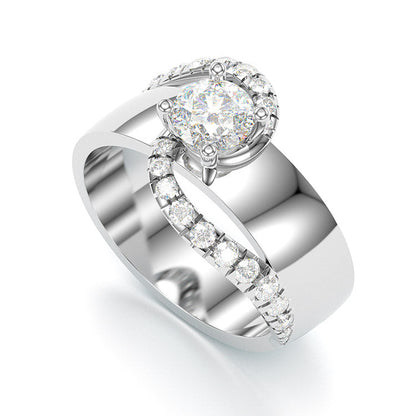 Jorrio handmade round cut Moissanite handmade classic anniversary ring wedding ring