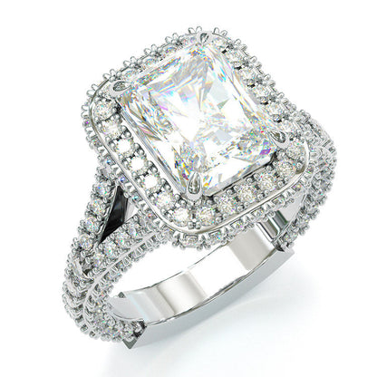 Jorrio handmade classic radiant cut created diamond sterling silver wedding ring engagement ring
