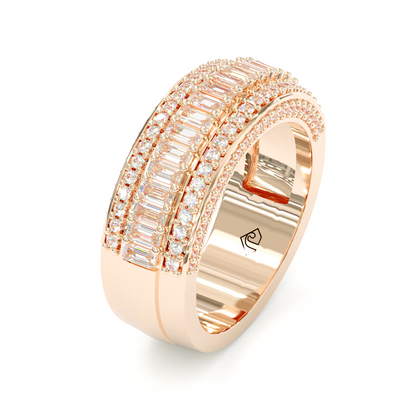 Jorrio Handmade Rose Gold Emerald Cut Sterling Silver Eternity Women's Band  Wedding Ring