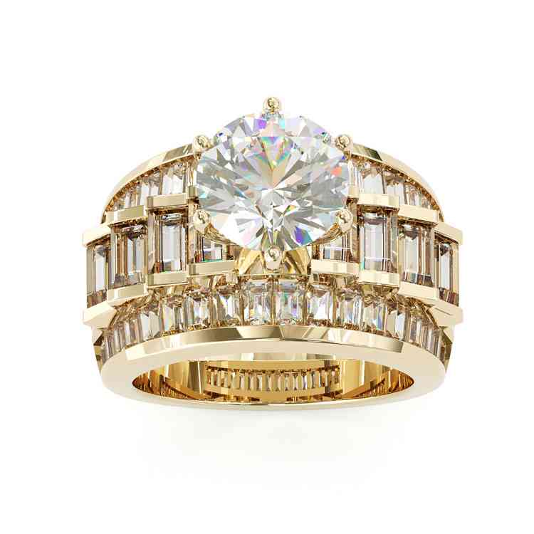 Jorrio handmade gold round cut vintage sterling silver engagement wedding ring