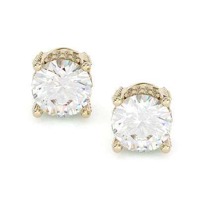 Jorrio Classic Gold 2ct Round Cut Sterling Silver Stud Earrings