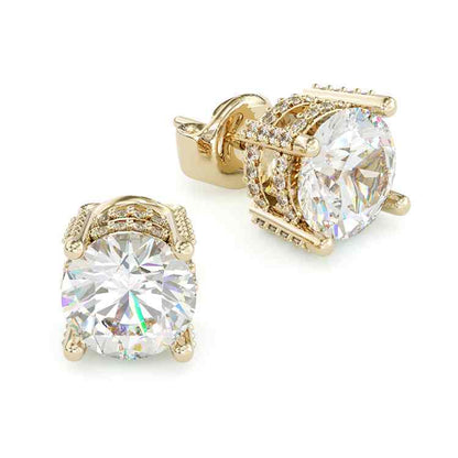 Jorrio gold 2ct round cut classic sterling silver earrings