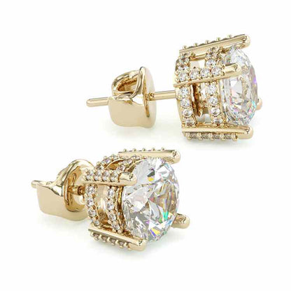 Jorrio gold 2ct round cut classic Moissanite sterling silver earrings