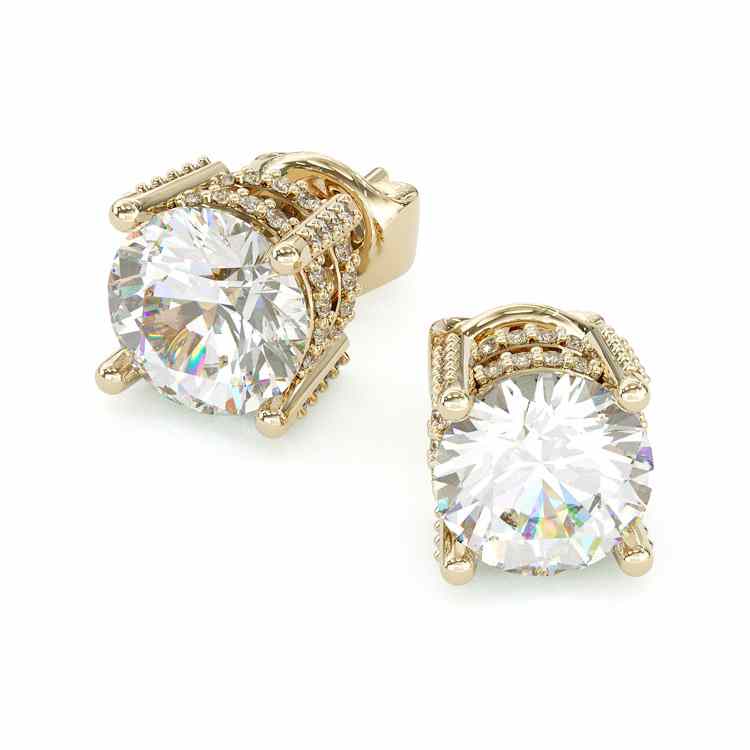 Jorrio gold 2ct round cut classic Moissanite sterling silver earrings