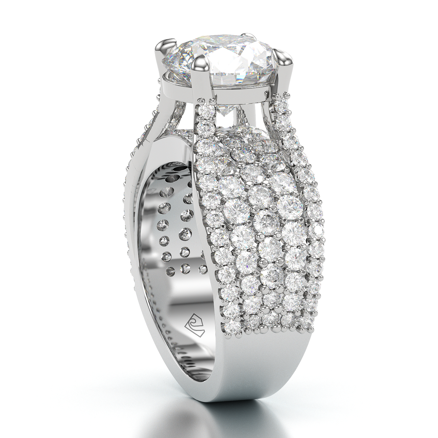 Jorrio round cut created diamond sterling silver engagement ring
