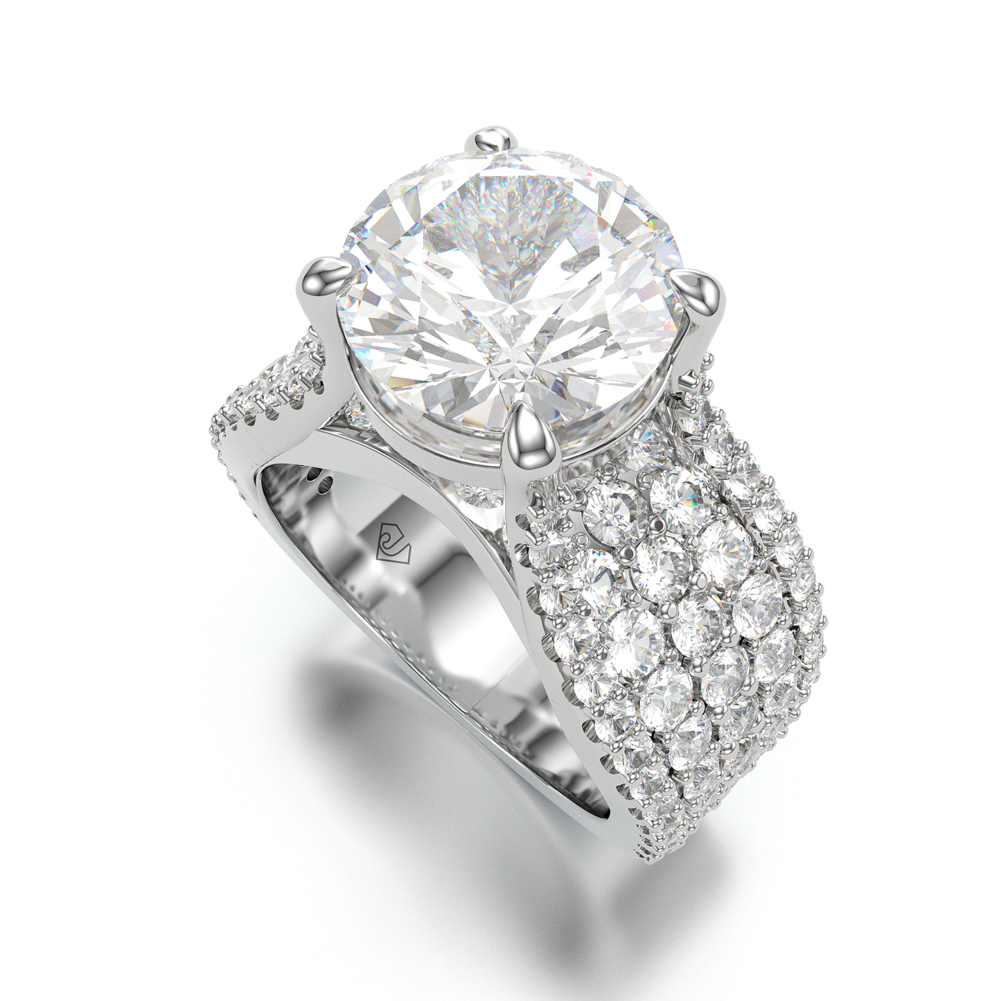 Jorrio round cut created diamond sterling silver engagement ring