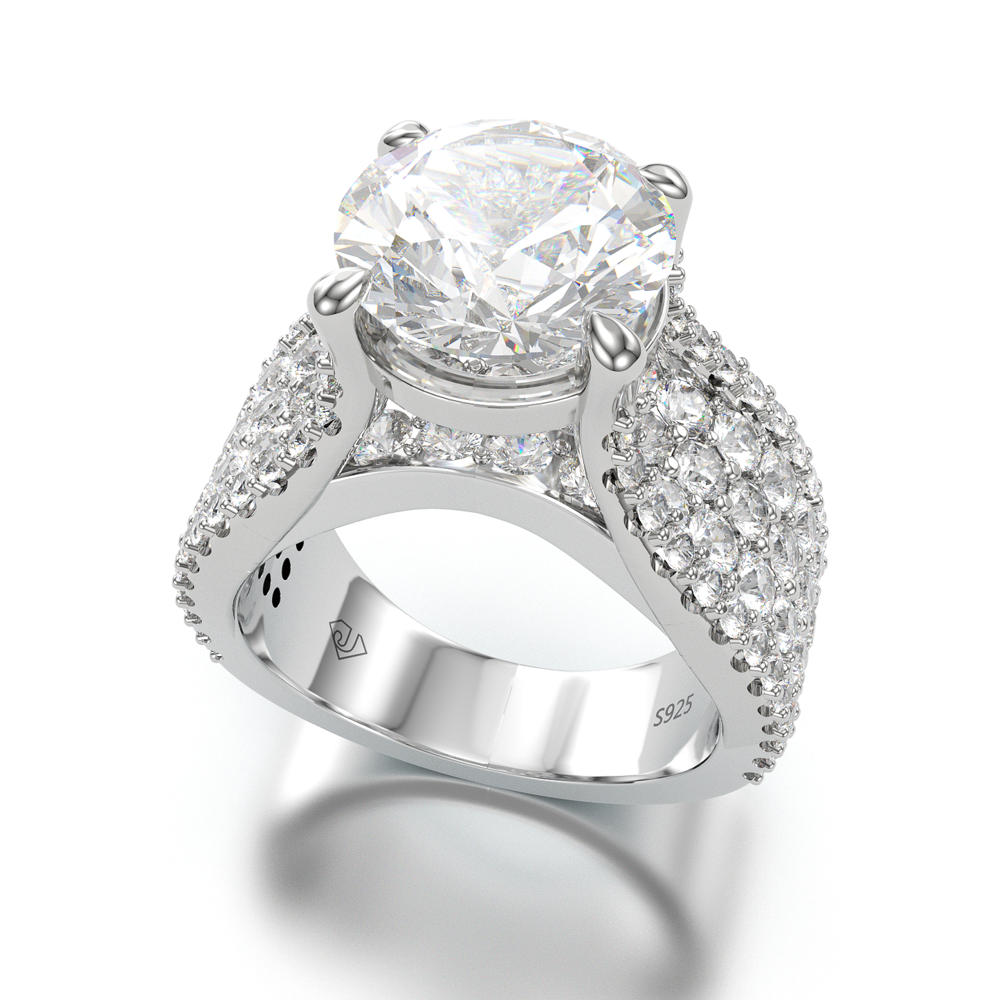 Jorrio round cut created diamond sterling silver engagement ring