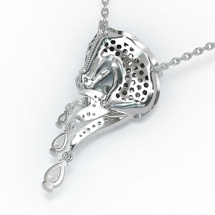 Jorrio Handmade Classic Horse Sterling Silver Diamond Necklace