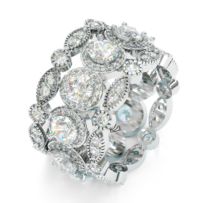 Jorrio handmade created diamond round cut sterling silver bridal set wedding ring