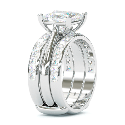 Jorrio handmade princess cut Moissanite anniversary ring wedding ring bridal set
