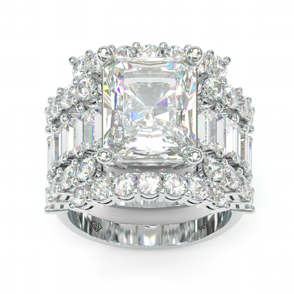 Jorrio handmade diamond vintage radiant cut wedding ring 3pcs bridal set