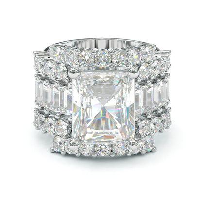 Jorrio handmade created diamond radiant cut vintage wedding ring 3pcs bridal set
