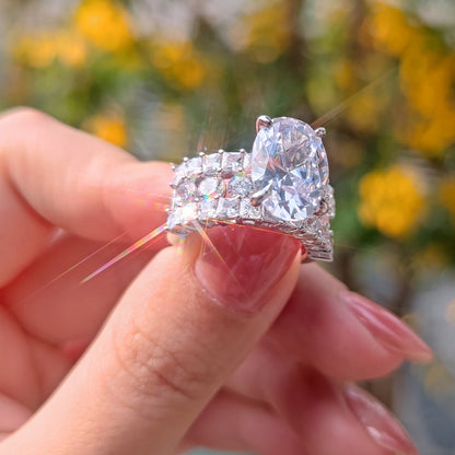 Jorrio Oval Cut Handmade Diamond Sterling Silver Engagement Ring