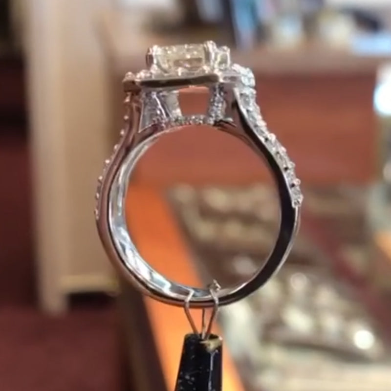 Jorrio handmade radiant cut sterling silver engagement ring