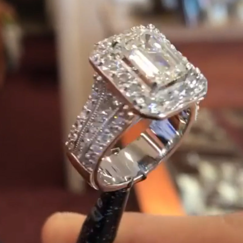 Jorrio handmade radiant cut sterling silver engagement ring