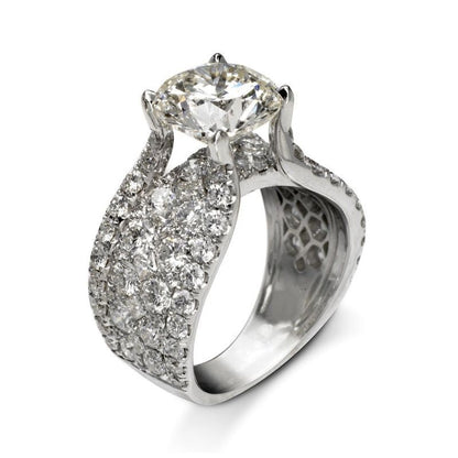 Jorrio handmade classic round cut sterling silver simple style egagement ring