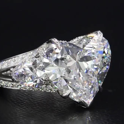 Jorrio heart cut vintage created diamond sterling silver wedding ring engagement ring
