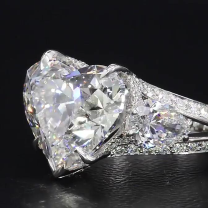 Jorrio heart cut vintage created diamond sterling silver wedding ring engagement ring